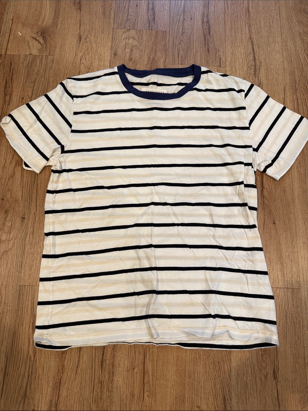 Maison Margiela Striped Crewneck Short Sleeve T-Shirt - White & Navy